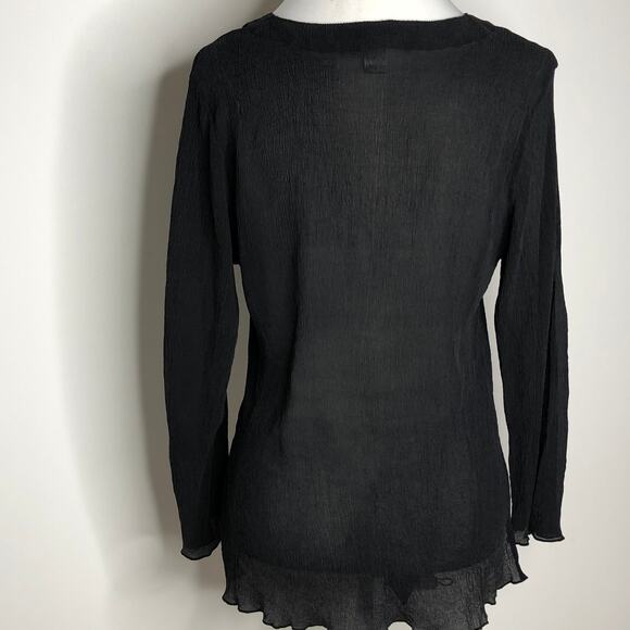Chicos V Neck Top Black Beaded Neck Line Small - Picture 4 of 5